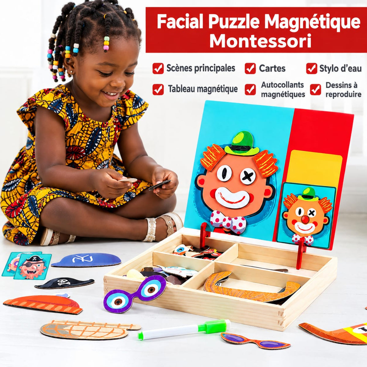 Puzzle Magnétique Montessori — Facial Puzzle
